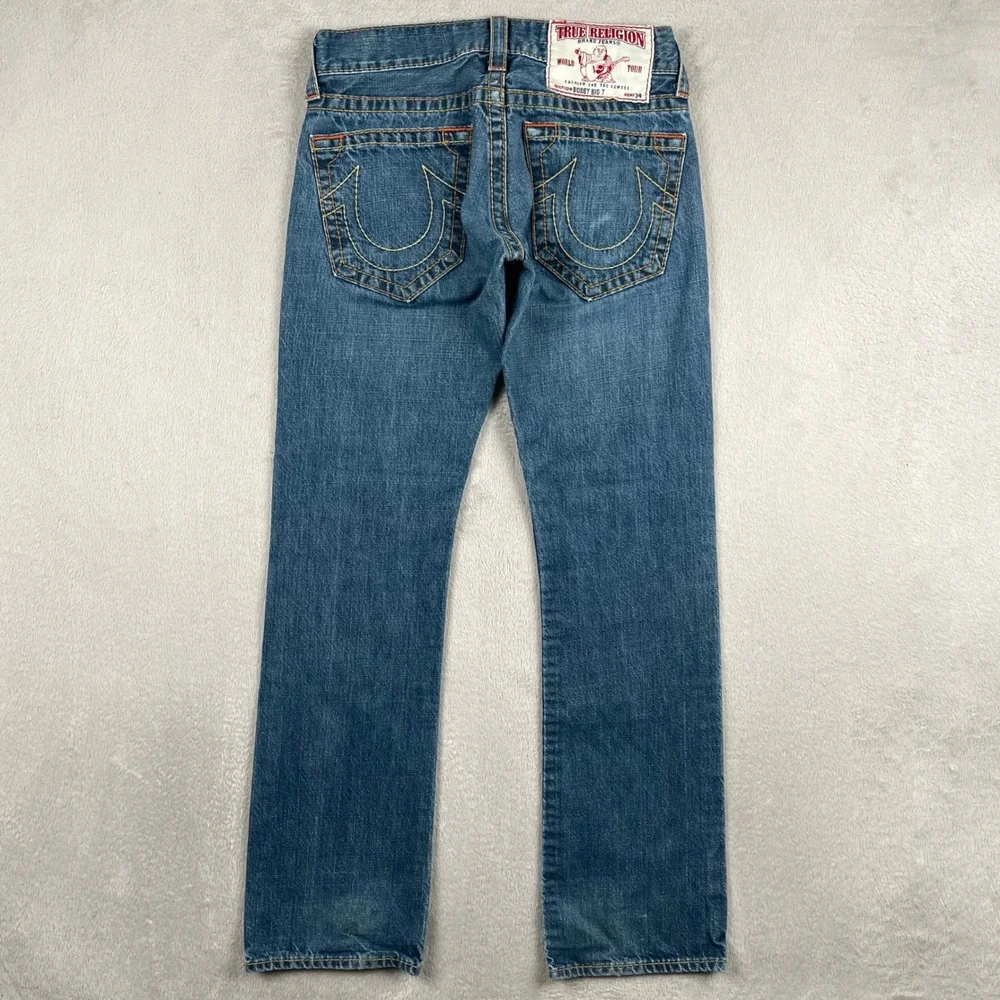 True Religion Bobby Big T Jeans Mens 29x33 Blue Western Contrast Stitch USA Made
